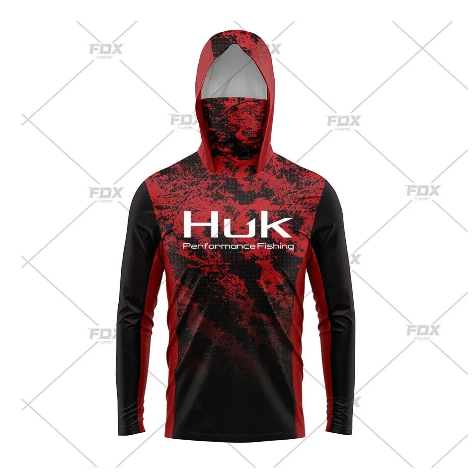 H3: HUK Men’s Long Sleeve Fishing Shirt with Hood – UV Protection Performance Shirt