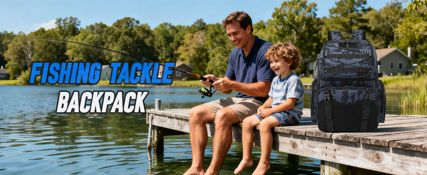 45L Fishing Backpack Cooler – Tackle Storage Bag with Rod Holders & Rain Cover