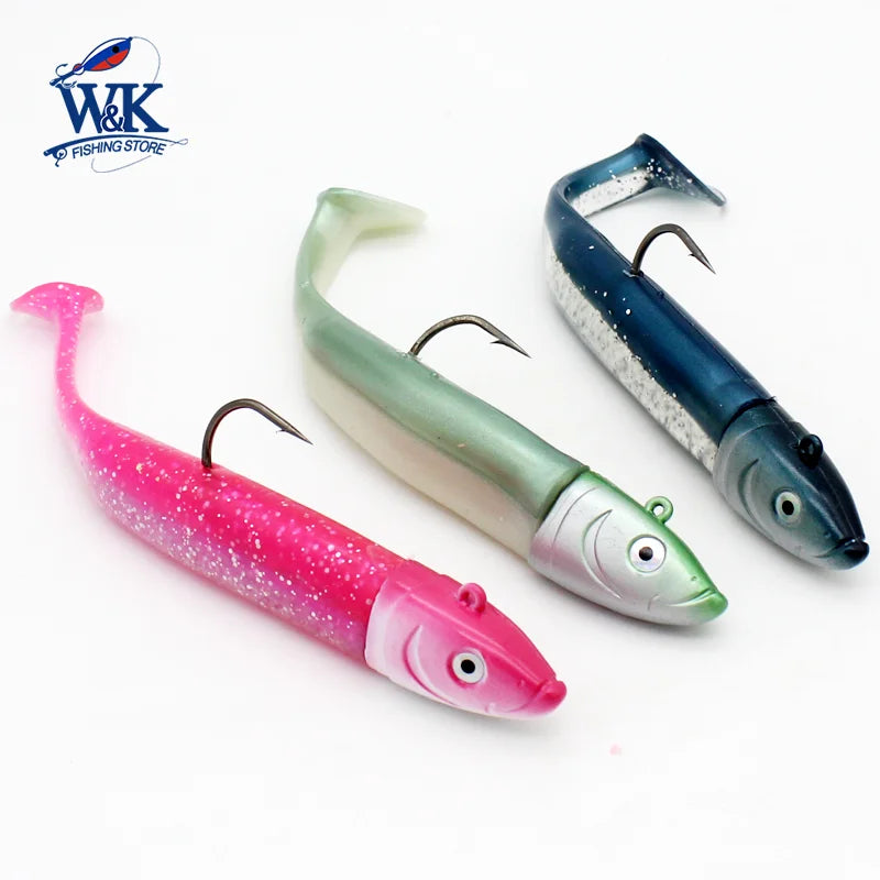 W&amp;K Paddle Tail Soft Lure Jig Kit – Multi-Size Fishing Set