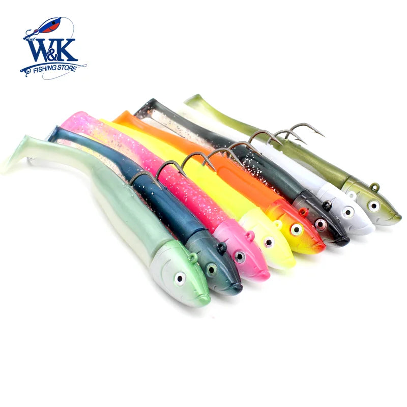 W&amp;K Paddle Tail Soft Lure Jig Kit – Multi-Size Fishing Set