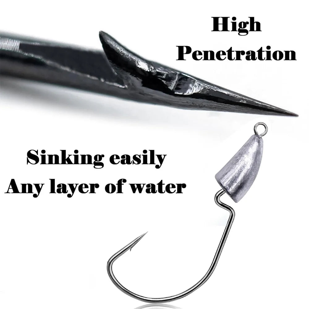 GOBAIT Weighted Jig Crank Head Barbed Hooks – 10PCS Set