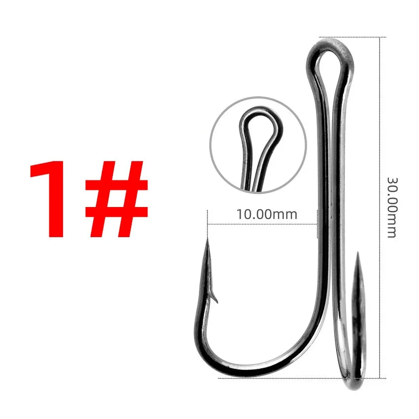 Reel Nauti Double Jigging Frog Hooks – Carbon Steel Duple Fishing Hooks (10PCS)