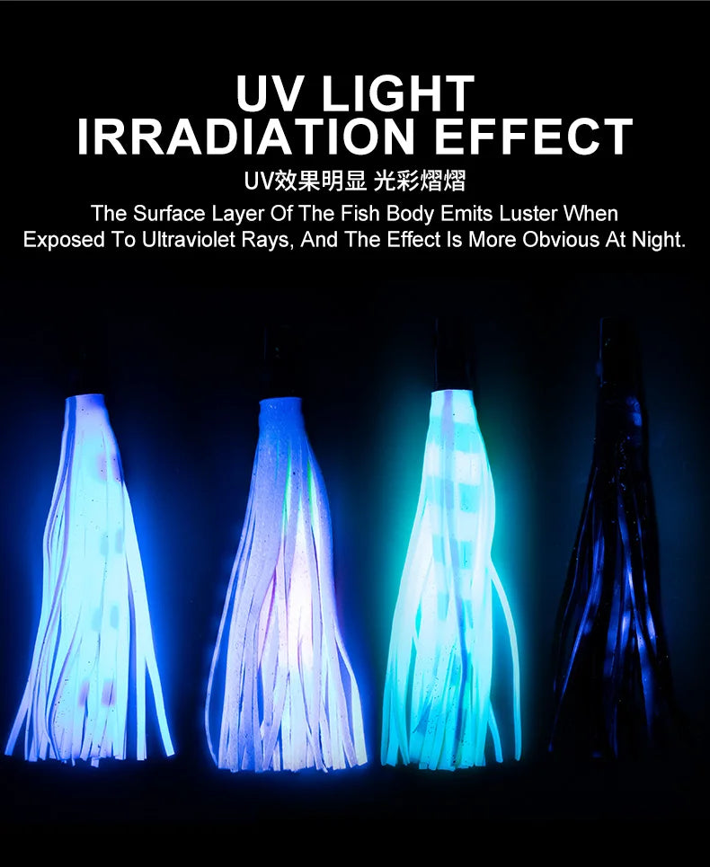 55g Copper Head Octopus Teaser – Squid Skirt Bait for Marlin & Tuna Trolling Jet