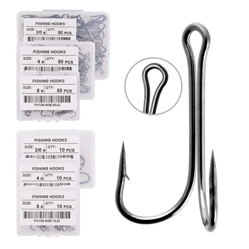 Reel Nauti Double Jigging Frog Hooks – Carbon Steel Duple Fishing Hooks (10PCS)