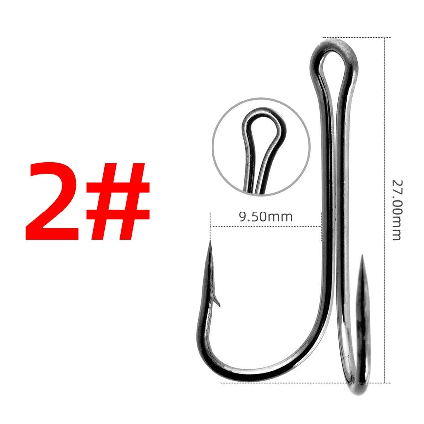 Reel Nauti Double Jigging Frog Hooks – Carbon Steel Duple Fishing Hooks (10PCS)