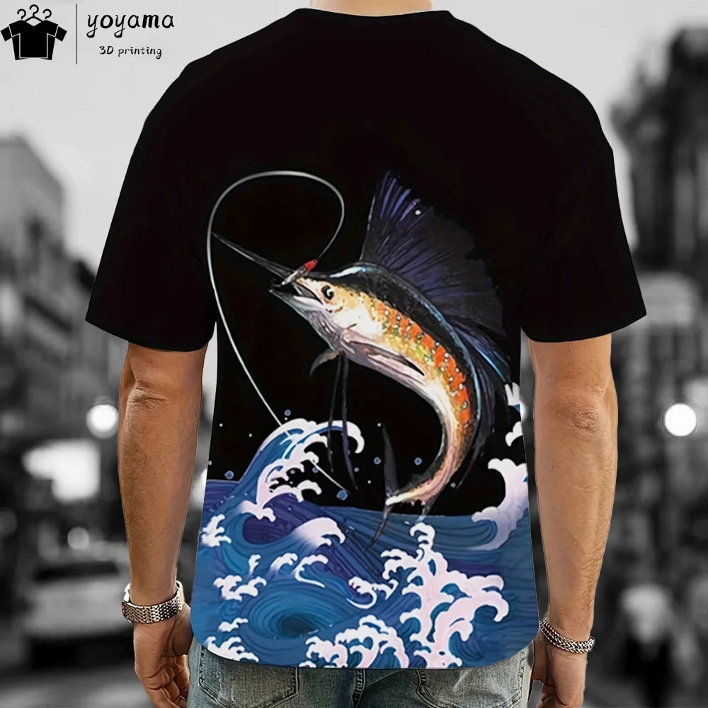 Reel Nauti Men’s Quick-Dry Sailfish Graphic T-Shirt – Lightweight Polyester