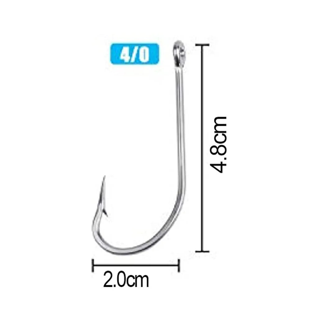 Easy Catch 34007 Stainless Steel Saltwater Fishing Hooks – 100PCS Long Shank Barbed Hooks