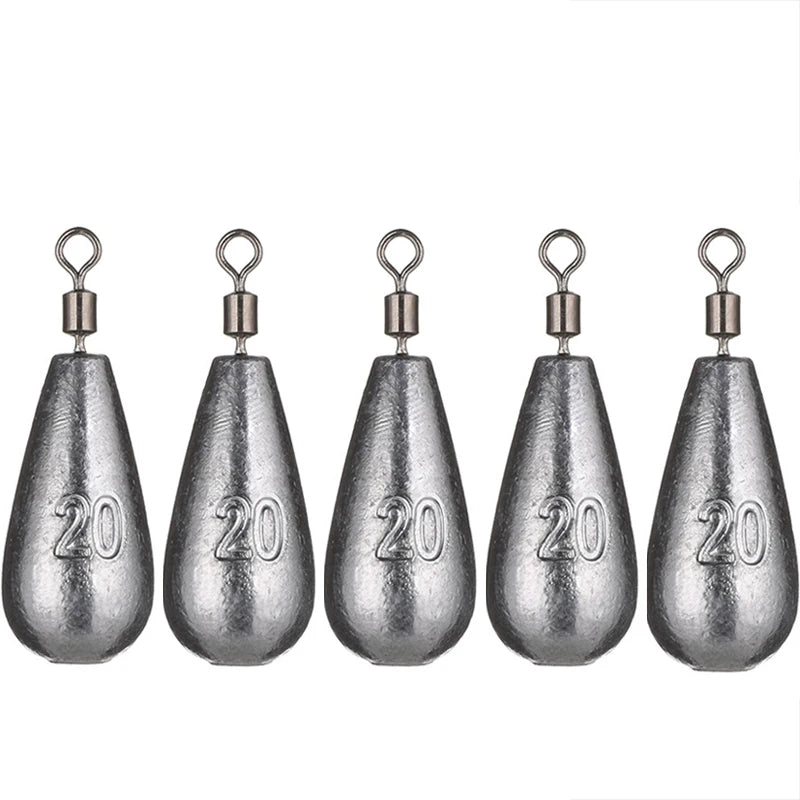 5-Pack Water Drop Fishing Sinkers (3.5g–20g) Lead Weights for Carp & Soft Lures