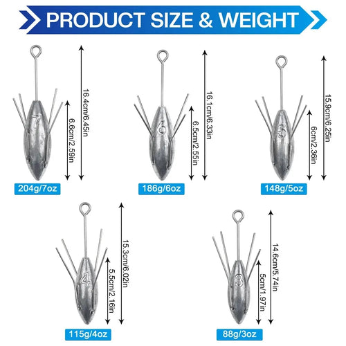 1Pcs Sputnik Sinkers Surf Fishing Weights Spider Weights Sinkers Long Tail Saltwater Casting Fishing Sinkers Catfish Weights