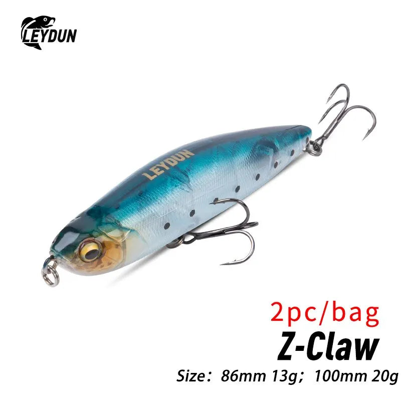 LEYDUN Z-Claw Floating Pencil Topwater Lure – 2PCS Set