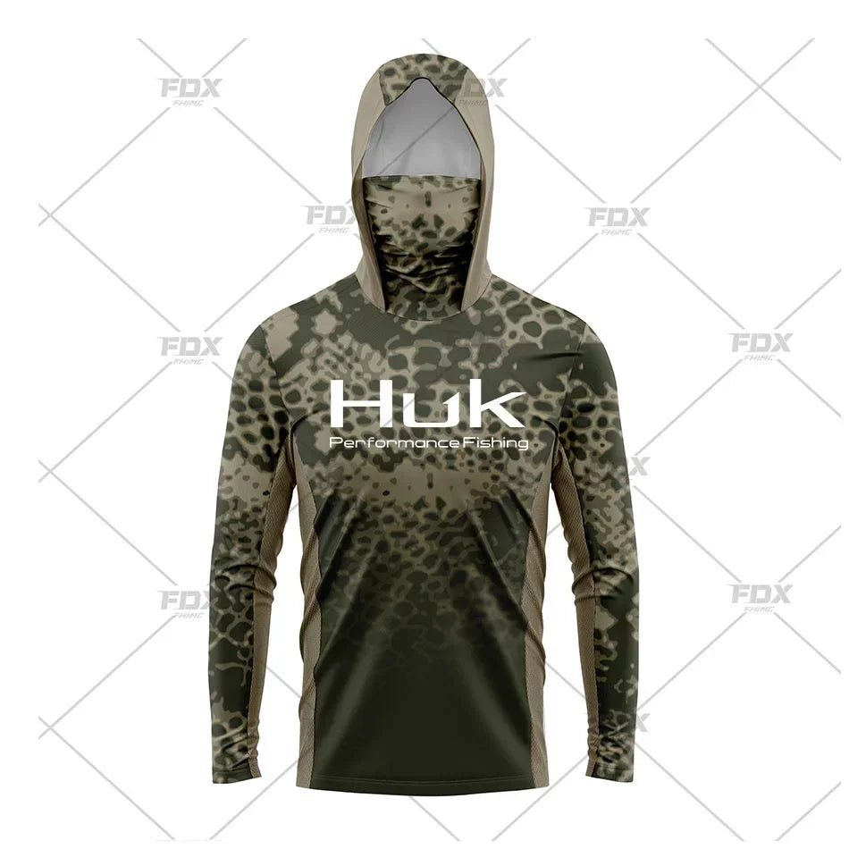 H3: HUK Men’s Long Sleeve Fishing Shirt with Hood – UV Protection Performance Shirt