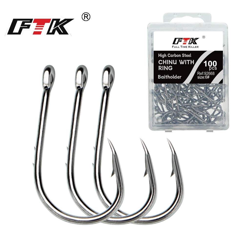 FTK High Carbon Steel Barbed Fishing Hooks