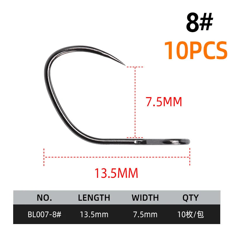 BLUX High Carbon Steel Non-Barbed Fishing Hooks – 10 Pack