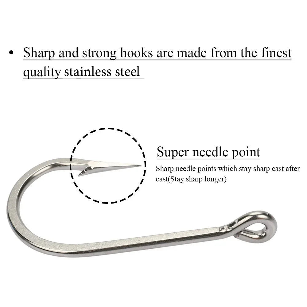 Goture Long Shank Barbed Fishing Hooks – Stainless Steel Hooks (10PCS)