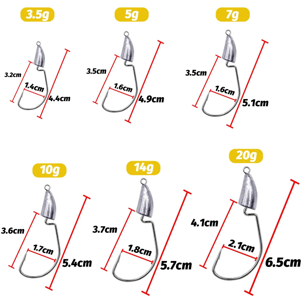 GOBAIT Weighted Jig Crank Head Barbed Hooks – 10PCS Set