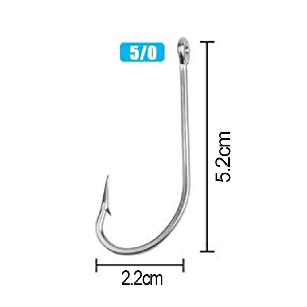 Easy Catch 34007 Stainless Steel Saltwater Fishing Hooks – 100PCS Long Shank Barbed Hooks