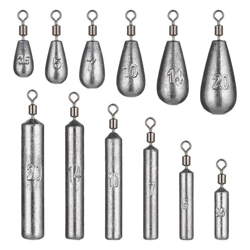 5-Pack Water Drop Fishing Sinkers (3.5g–20g) Lead Weights for Carp & Soft Lures