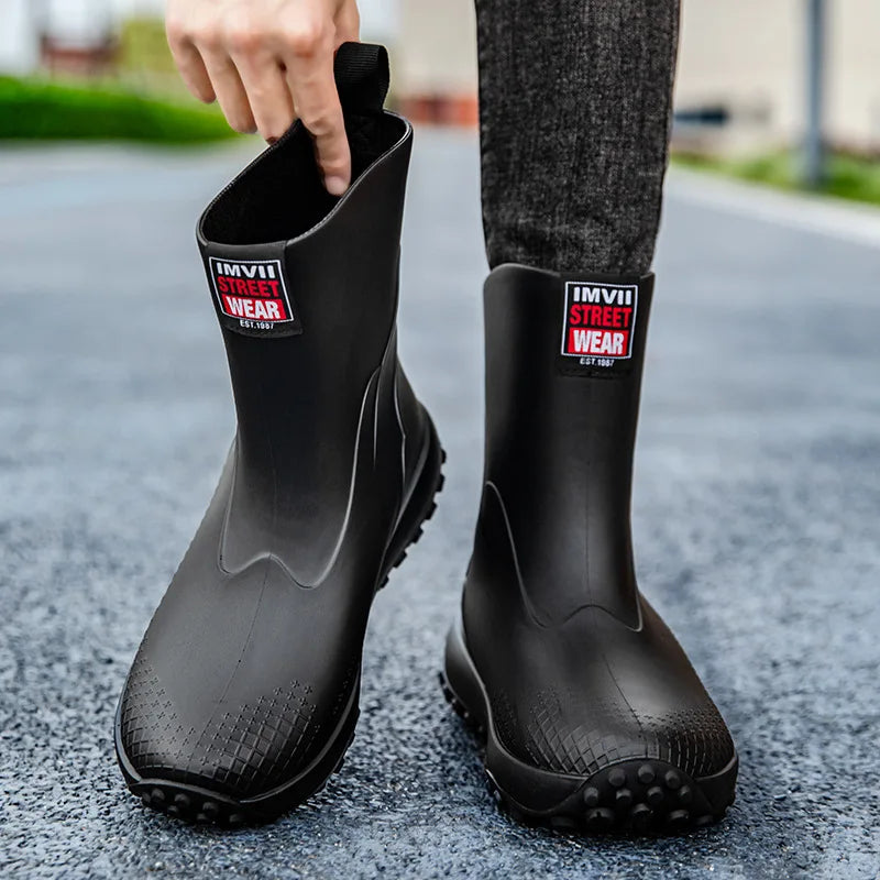 Men’s Waterproof Fishing Rain Boots – Lightweight Camouflage Ankle Boots