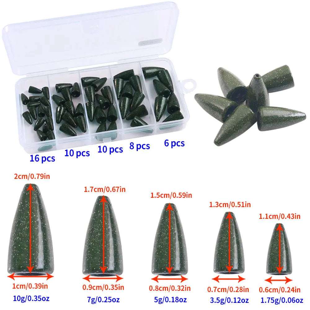 Reel Nauti Lead Slip Sinkers – Smooth Sliding Fishing Weights 50pcs