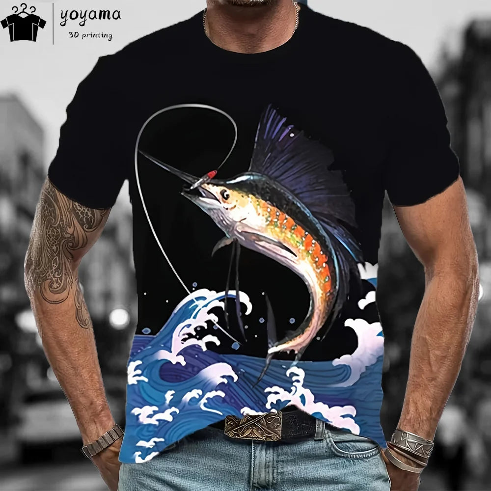 Reel Nauti Men’s Quick-Dry Sailfish Graphic T-Shirt – Lightweight Polyester