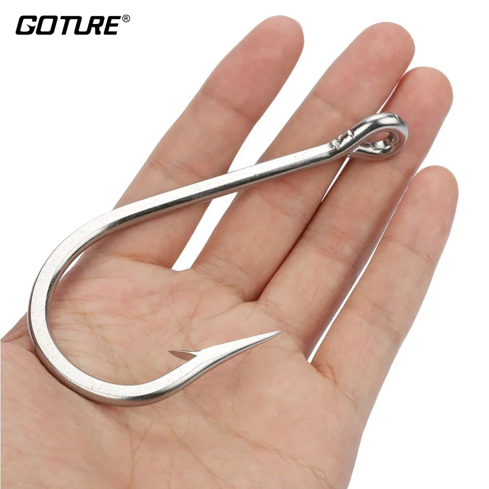 Goture Long Shank Barbed Fishing Hooks – Stainless Steel Hooks (10PCS)